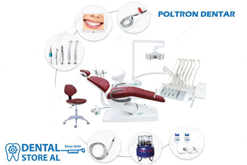  Karriget dhe aksesorët per klinika dentare Lezhe, Poltron Dentar Rixi per klinika dentare, Karrige mjeku ergonomike per klinika dentare, Piston për karrige per klinika dentare